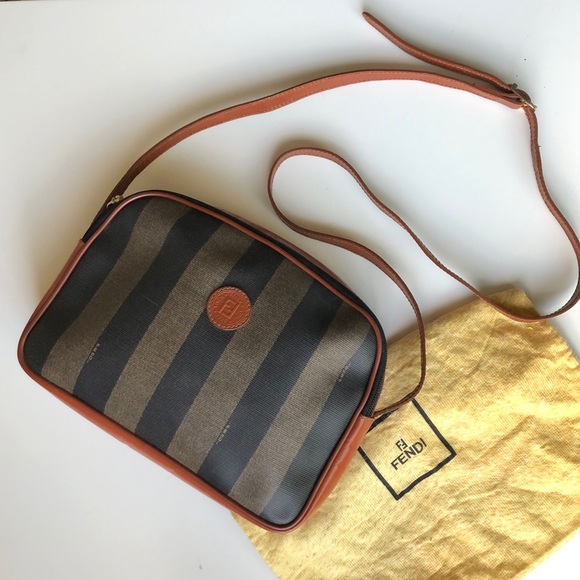 Fendi Handbags - FENDI vtg striped Pequin bag